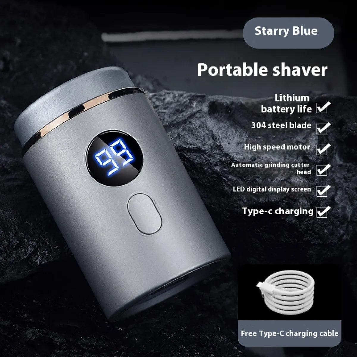 Rechargeable Washable Travel Men's Shaver WEM Support (www.WEM.support)