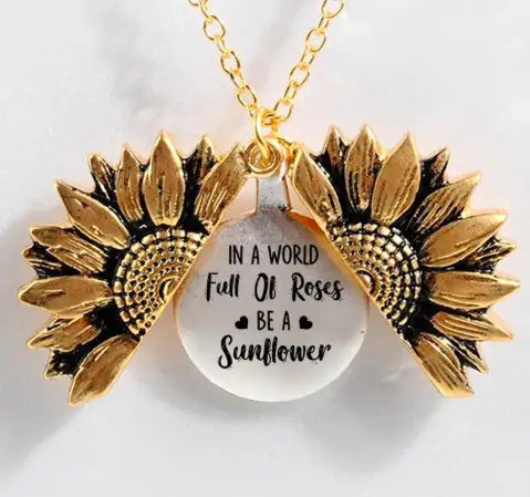 Sunflower Double-layer Lettering Necklace WEM Support (www.WEM.support)