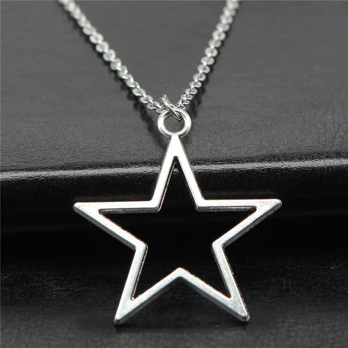 Simple Vintage Hollow Star Pendant Necklace WEM Support (www.WEM.support)