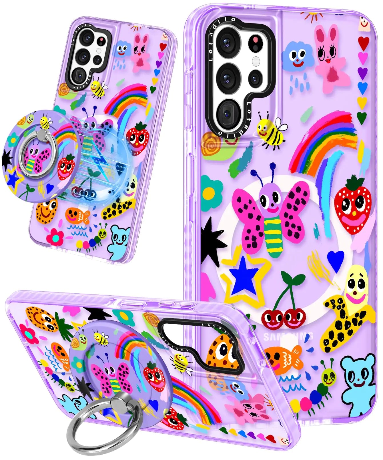 Cute Case for Samsung Galaxy S21 for Women Girls - Funny Design Compatible with Magsafe Magnetic Ring Holder Kickstand Art Constellation Fashion Pattern TPU Phone Covers