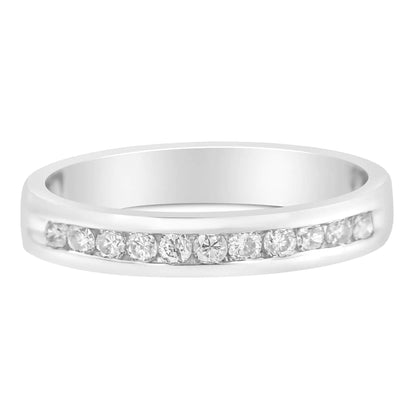18K White Gold 1/4 Cttw Channel Set Brilliant Round-Cut Diamond Classic 11 Stone Wedding Band Ring (E-F Color, I1-I2 Clarity) WEM Support (www.WEM.support)