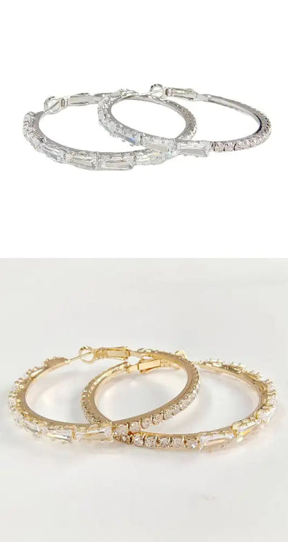 Simple Gold Ladies Zircon Earrings European And American Big Earrings WEM Support (www.WEM.support)