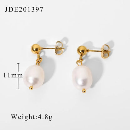 Fashionable Stainless Steel Pearl Earrings HejK.com