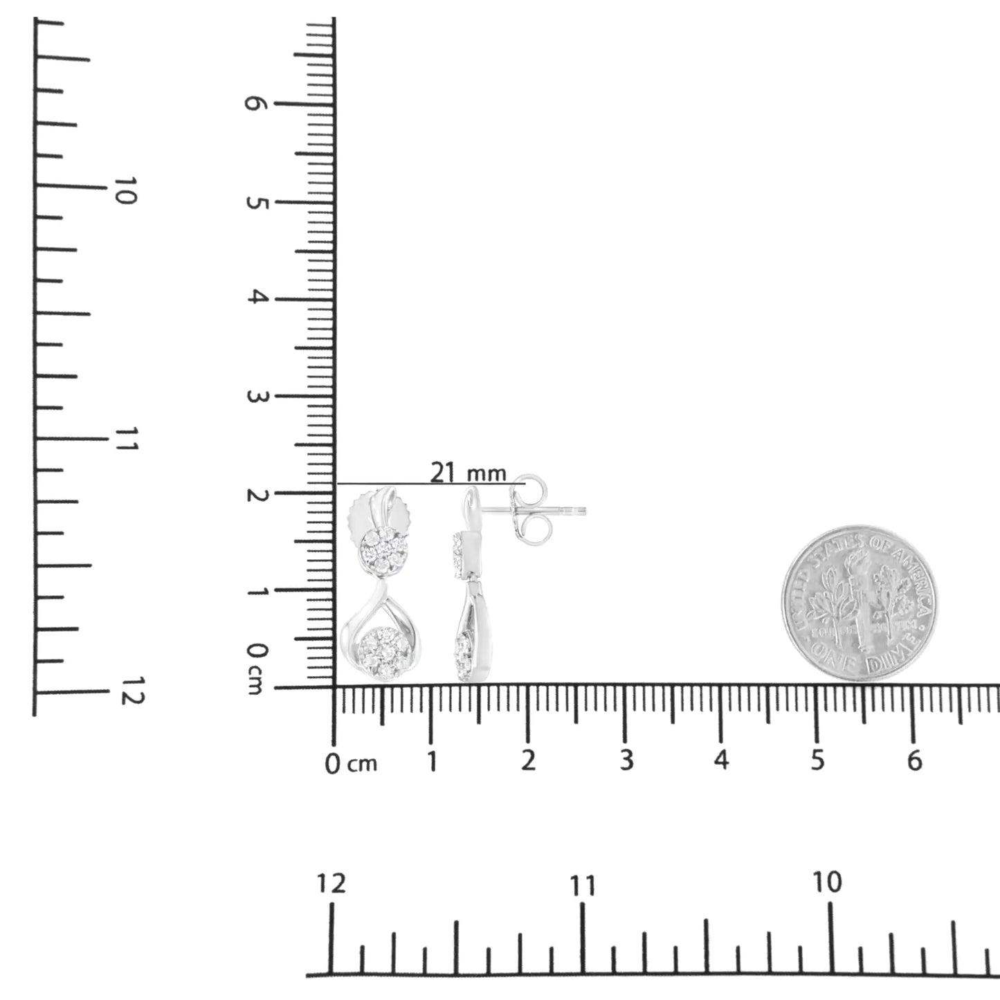 Boucles d'oreilles pendantes en argent sterling plaqué or blanc 10K avec diamants synthétiques de 1/2 carat cttw (Couleur F-G, Clarté VS2-SI1) WEM Support (www.WEM.support)