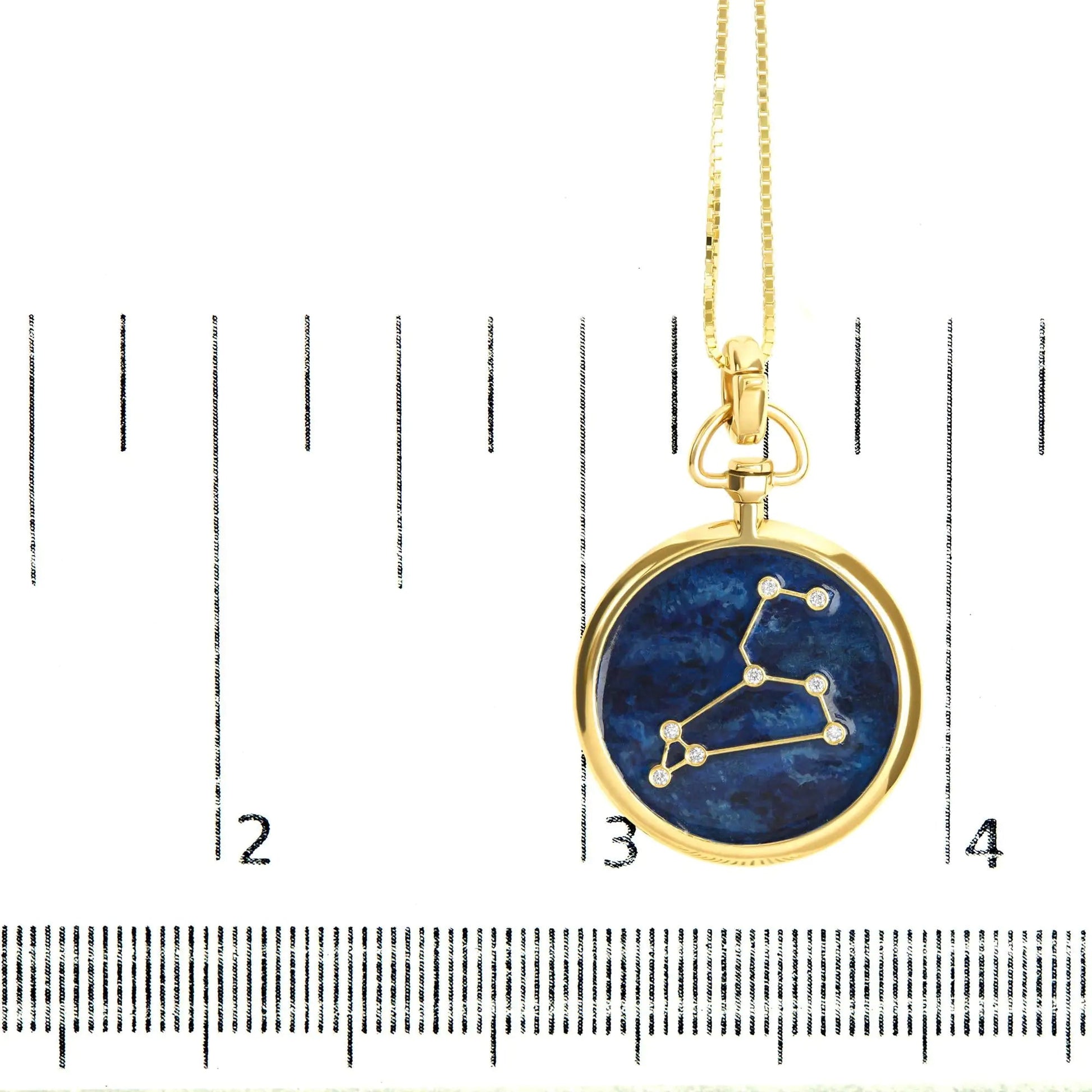 18K Yellow Gold Diamond Leo Constellation with Blue Enamel 18" Inch Pendant Necklace (H-I Color, SI2-I1 Clarity) WEM Support (www.WEM.support)