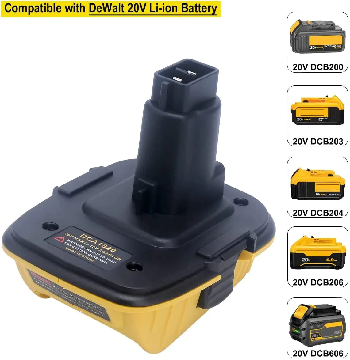 2X 18V To 20V MAX DCA1820 Adapter Converter For DEWALT 20 Volt Li-ion Battery WEM Support (www.WEM.support)