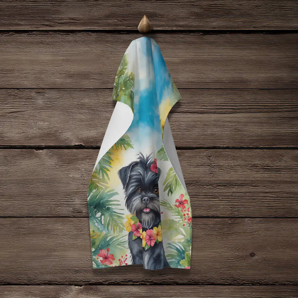 Affenpinscher Luau Kitchen Towel WEM Support (www.WEM.support)