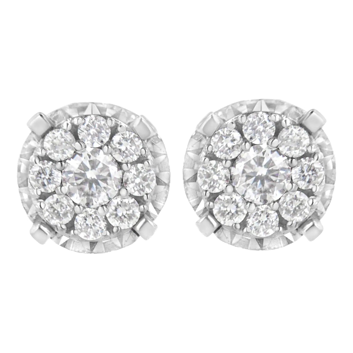 Boucles d'oreilles en argent sterling .925 avec 1/2 carat de diamants de synthèse composite (Couleur F-G, Clarté VS2-SI1) WEM Support (www.WEM.support)