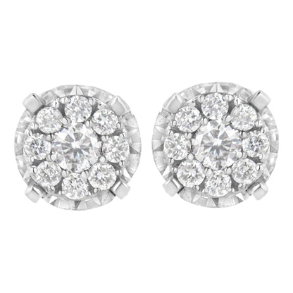 Boucles d'oreilles en argent sterling .925 avec 1/2 carat de diamants de synthèse composite (Couleur F-G, Clarté VS2-SI1) WEM Support (www.WEM.support)