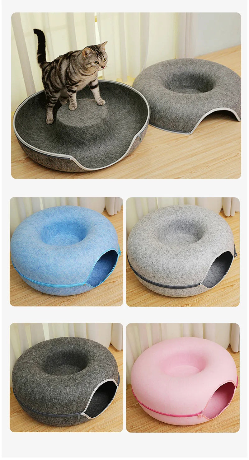 Round Woolen Cat Nest & Tunnel HejK.com Marketplace LLC
