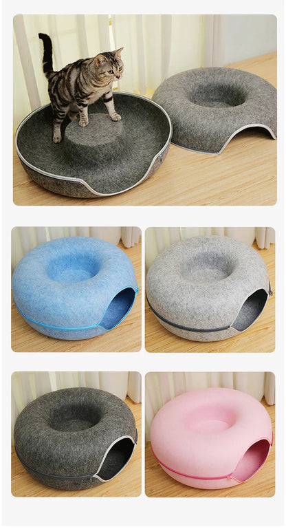 Round Woolen Cat Nest & Tunnel HejK.com Marketplace LLC