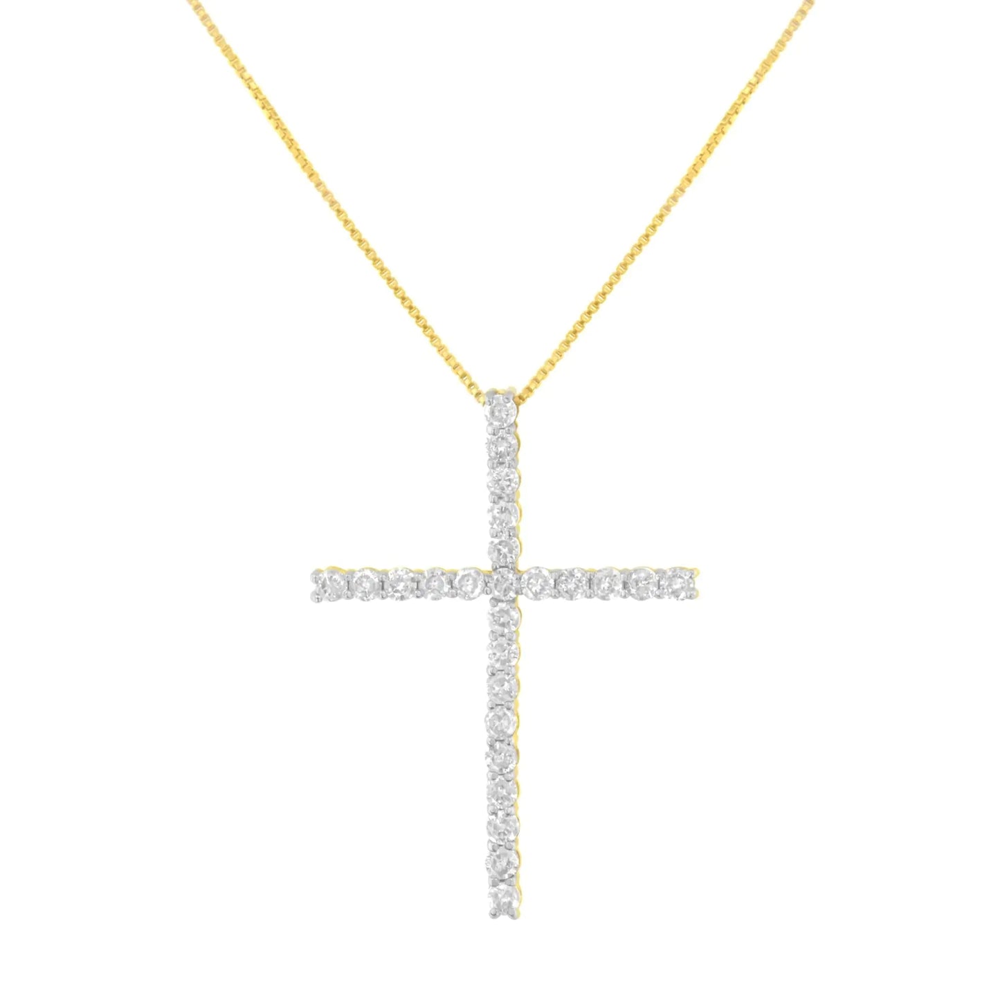 Pingente de Cruz de Diamante 2.0 Cttw em Prata de Lei .925 com Corrente Caixa (Cor I-J, Clareza I1-I2) - 18" WEM Support (www.WEM.support)