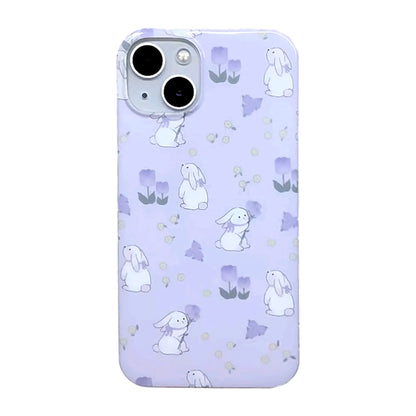 Pink Floral Bunny Phone Case for iPhone 15, Cute Korea 3D Rabbit Flower Cartoon Case for Women Girls