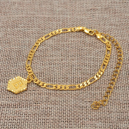 Extender Chain A-Z Initial Letter Anklet for Women WEM Support (www.WEM.support)