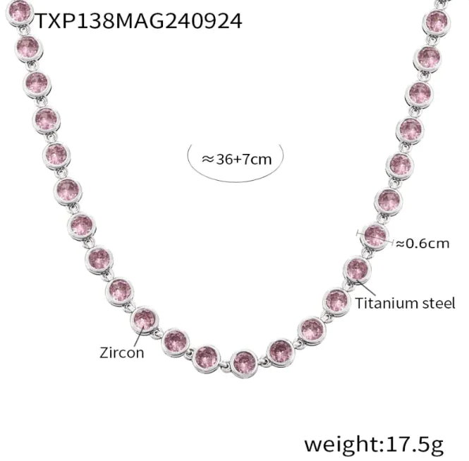 Titanium Steel Zircon Color Mix Bracelet & Necklace Set WEM Support (www.WEM.support)
