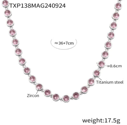Titanium Steel Zircon Color Mix Bracelet & Necklace Set WEM Support (www.WEM.support)
