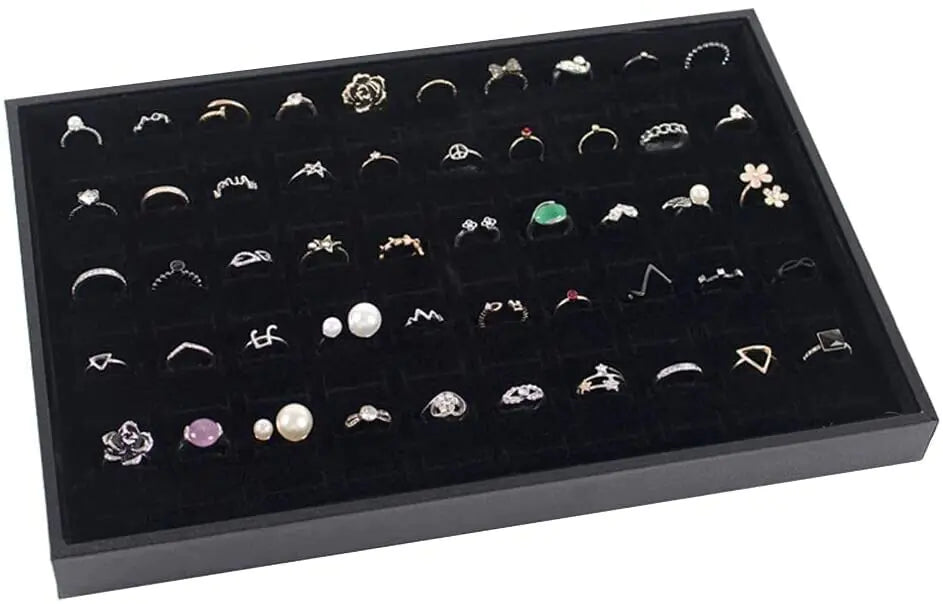 100 Slots Jewelry Ring Display Organizer Tray Holder Earrings Storage Box Case WEM Support (www.WEM.support)