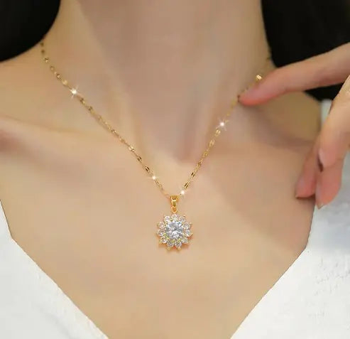 Crystal Sunflower Necklace/Earrings WEM Support (www.WEM.support)