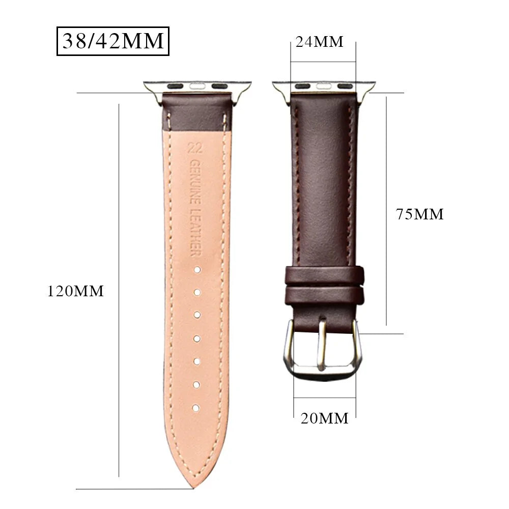Brown Leather Band for Apple Watch WEM Support (www.WEM.support)