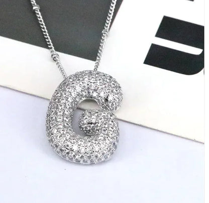 Brass Zircon Letter Necklace WEM Support (www.WEM.support)