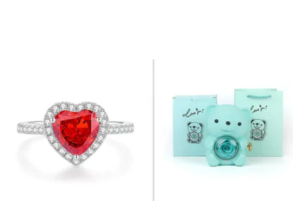 Eternal Rose Teddy Bear Jewelry Box & Necklace WEM Support (www.WEM.support)