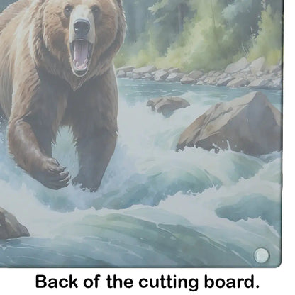Alaskan Wilderness Grizzly Bear Glass Cutting Board WEM Support (www.WEM.support)