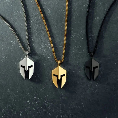 Classic Minimalist Hero Of Sparta Mask Pendant Necklace Man's Stainless Steel Necklace Titanium Steel Ornament WEM Support (www.WEM.support)
