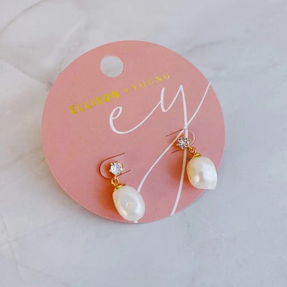 Classy Freshwater Pearl Dangle Earrings WEM Support (www.WEM.support)