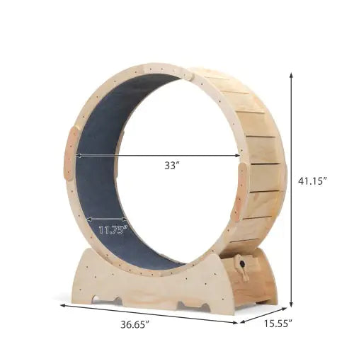 The Large Cat Running Wheel Is Suitable For Indoor Cats, Sturdy, Quiet And Lightweight, With Natural Wood Color WEM Support (www.WEM.support)