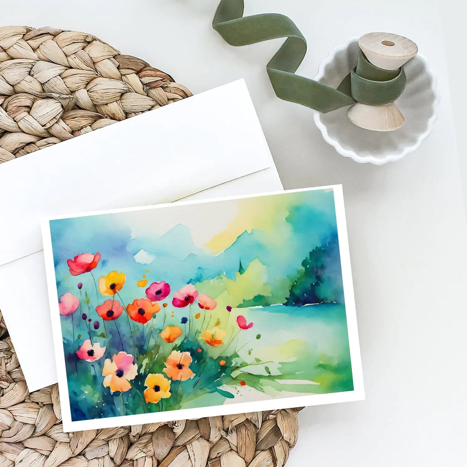 Anemones in Watercolor Greeting Cards Pack of 8 WEM Support (www.WEM.support)