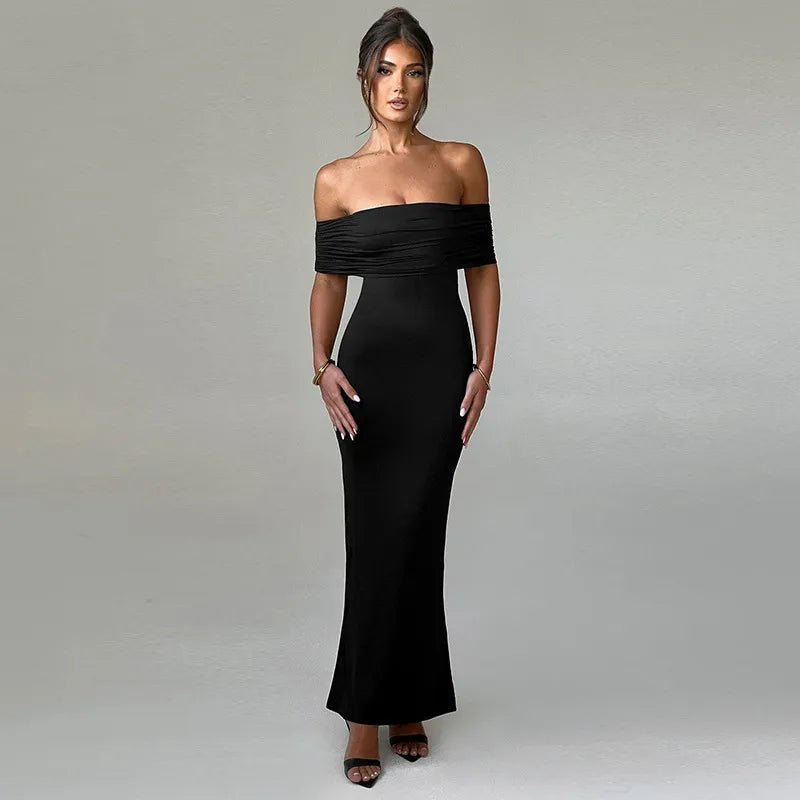 Socialite Style Elegant Sexy Backless Off-shoulder Dress Women WEM Support (www.WEM.support)