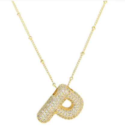 Brass Zircon Letter Necklace WEM Support (www.WEM.support)