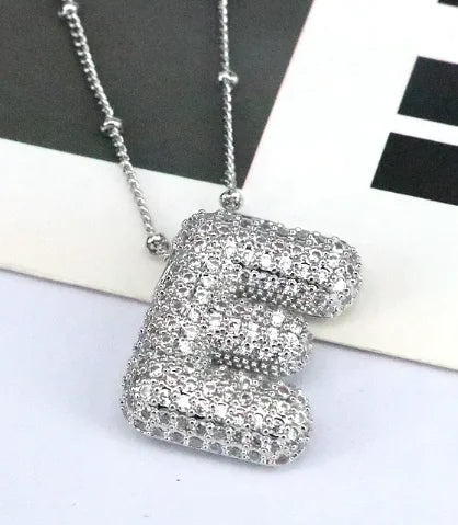 Brass Zircon Letter Necklace WEM Support (www.WEM.support)