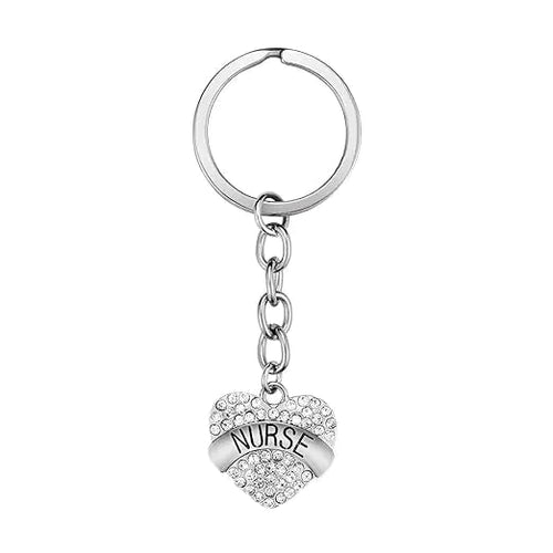 Clear Rhinestone Crystal Heart Nurse Pendant WEM Support (www.WEM.support)