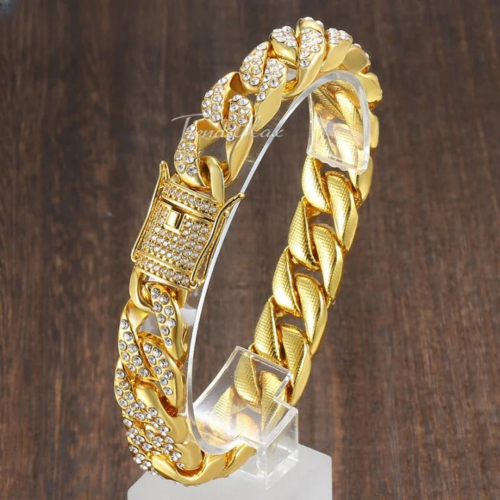 Miami Gold Curb Cuban Bracelet WEM Support (www.WEM.support)