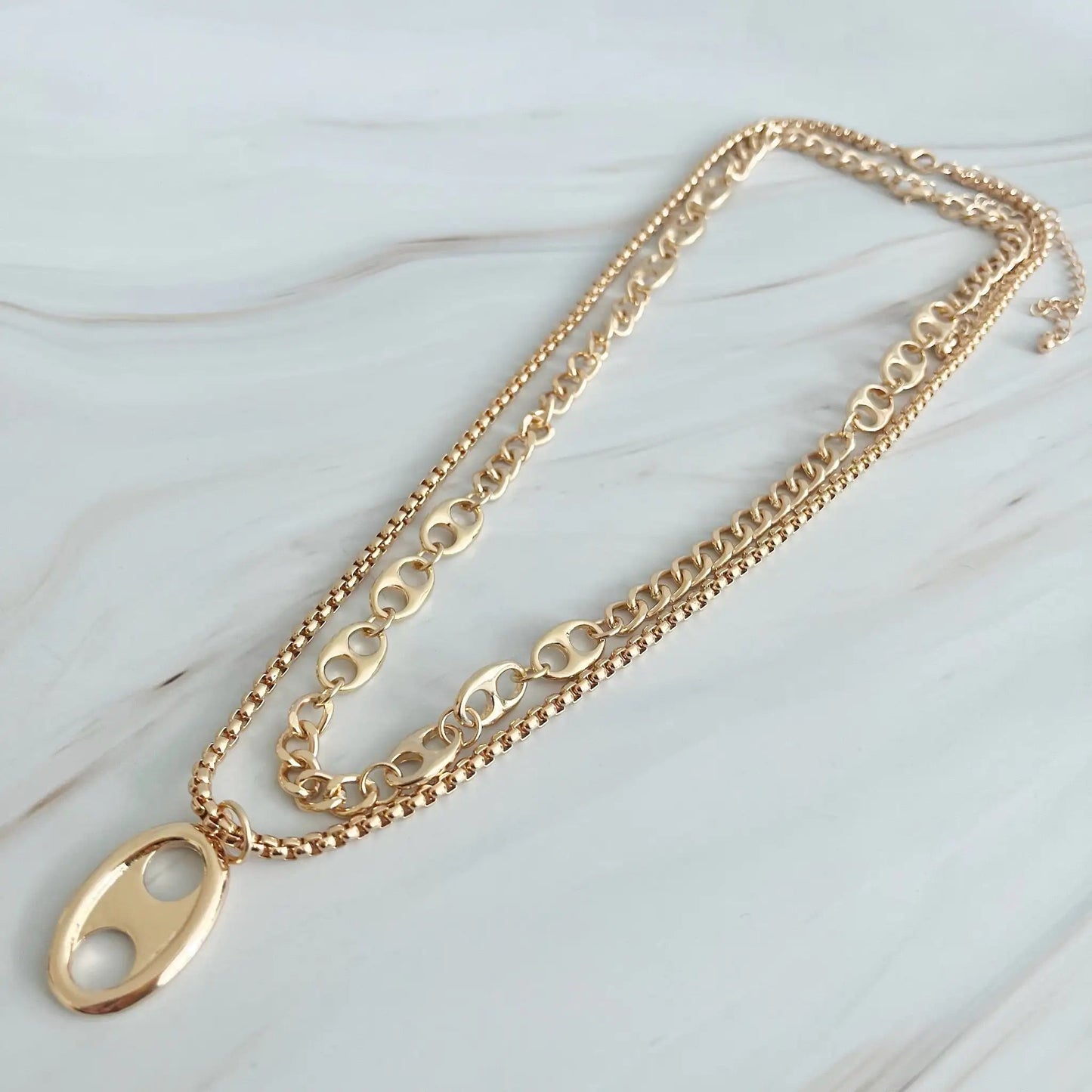 Button Charm Golden Necklace Set WEM Support (www.WEM.support)