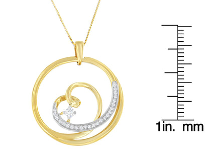 Espira 10K Yellow Gold 1/6 cttw Diamond Heart Circle Pendant Necklace (I-J, I1-I2) WEM Support (www.WEM.support)