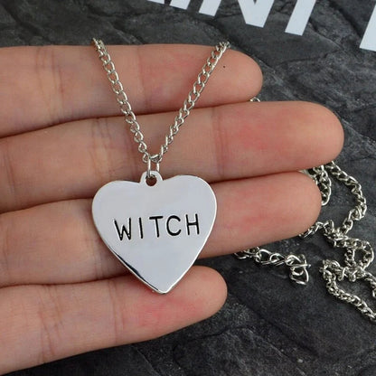 Witch Necklace Heart Engraved WEM Support (www.WEM.support)