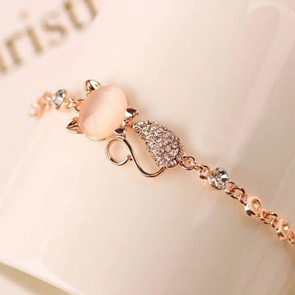 Rose Gold Alloy Lovely Cat Bracelets WEM Support (www.WEM.support)