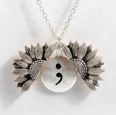 Sunflower Double-layer Lettering Necklace WEM Support (www.WEM.support)