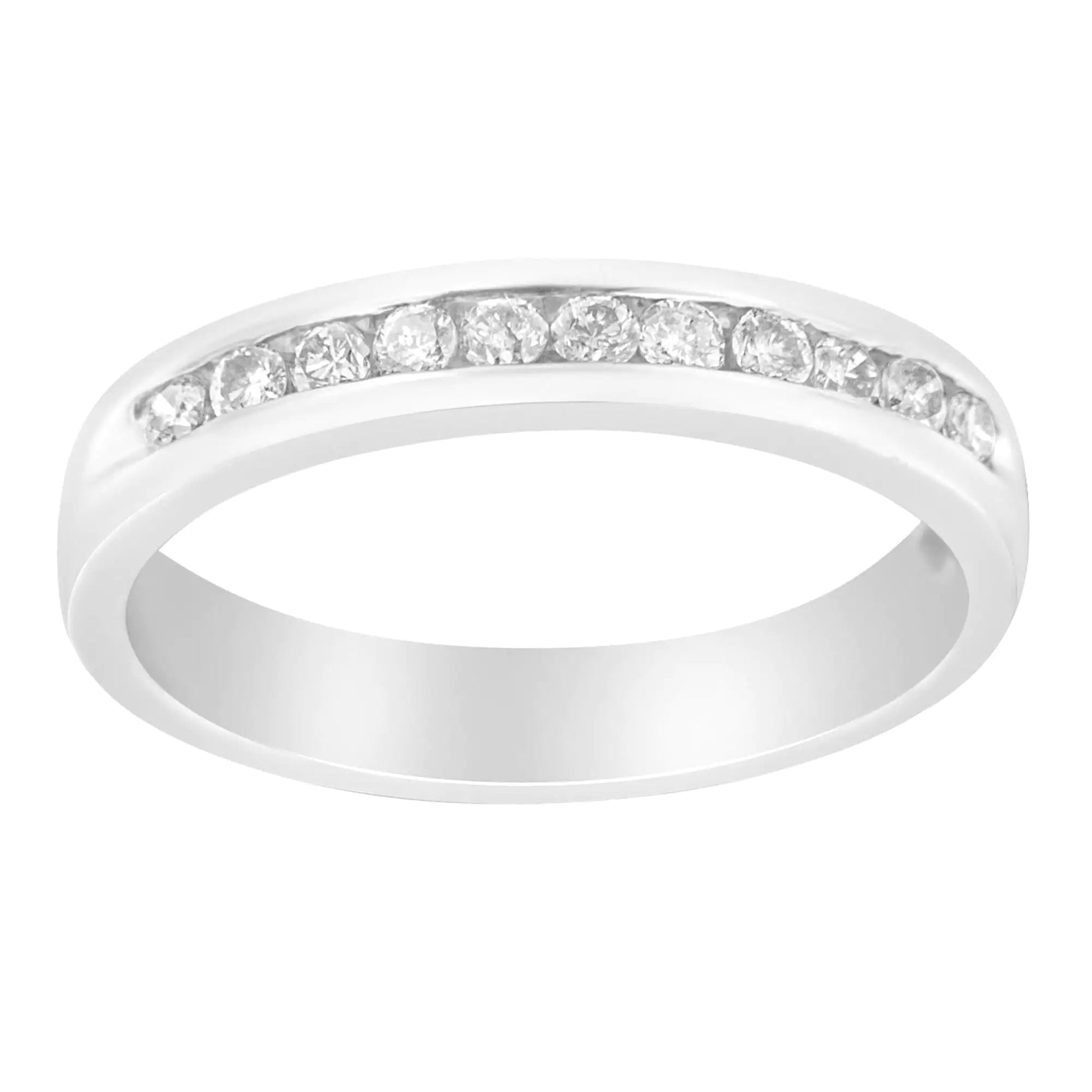 18K White Gold 1/4 Cttw Channel Set Brilliant Round-Cut Diamond Classic 11 Stone Wedding Band Ring (E-F Color, I1-I2 Clarity) WEM Support (www.WEM.support)