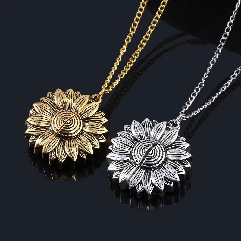 Sunflower Necklace And Hidden Message Necklace WEM Support (www.WEM.support)