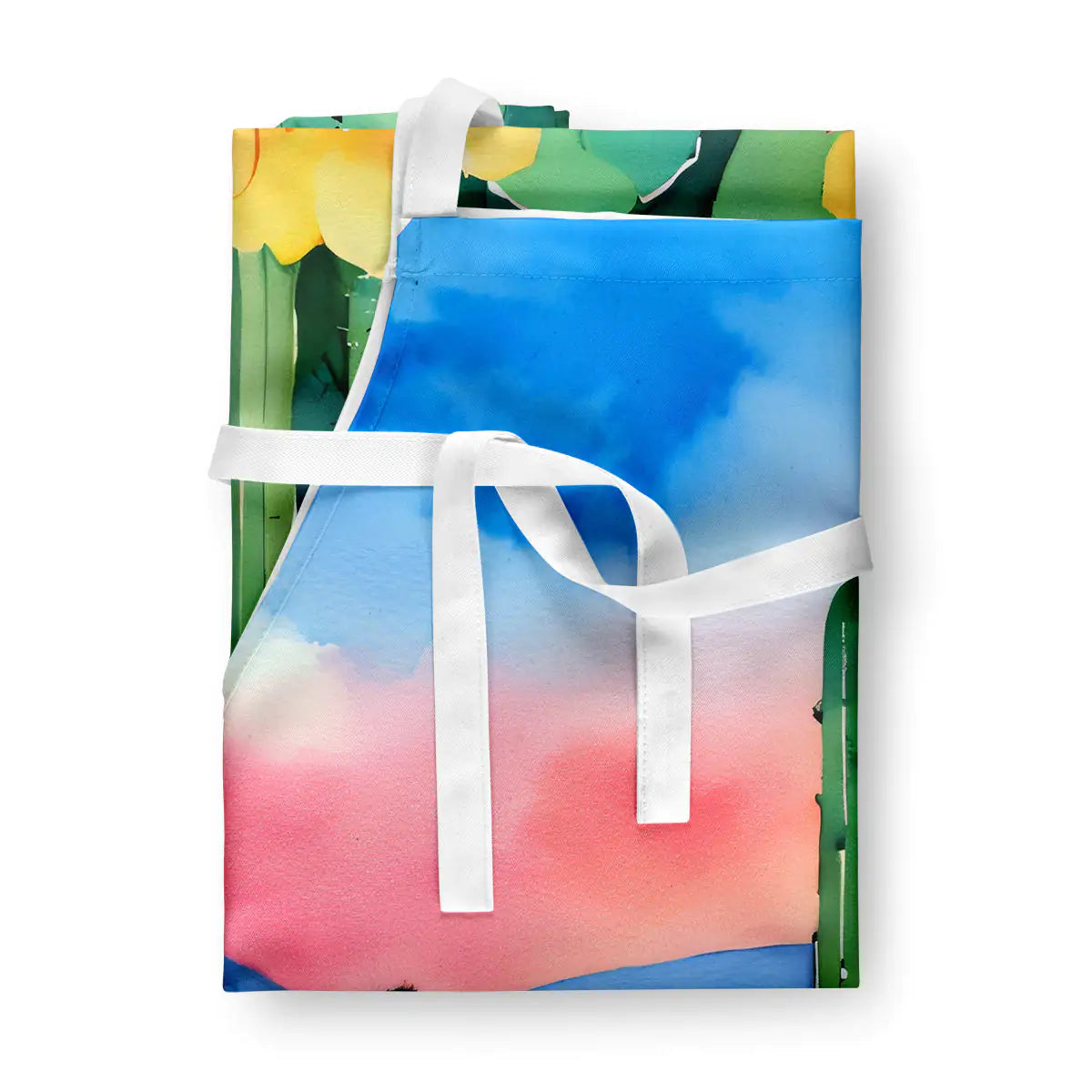 Arizona Saguaro Cactus Blossom in Watercolor Apron WEM Support (www.WEM.support)