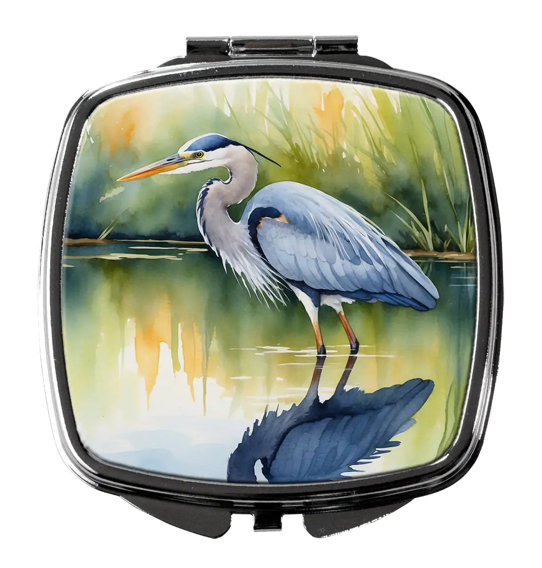 Blue Heron Stalking Prey Compact Mirror WEM Support (www.WEM.support)