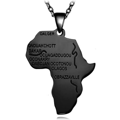 Africa Map Stainless Steel Pendant Necklace WEM Support (www.WEM.support)