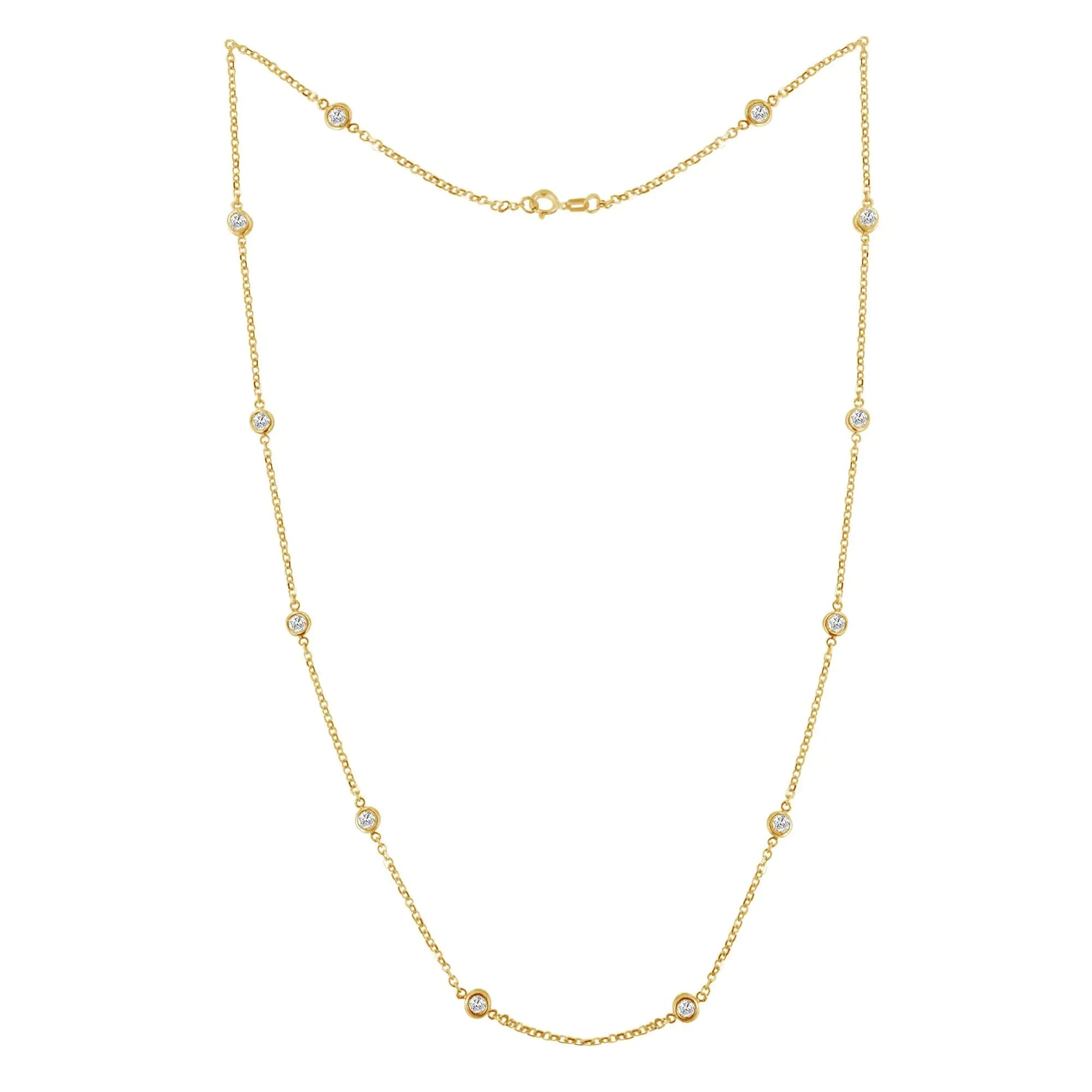 Sterling Silver Bezel-Set Diamond Station Necklace (1 cttw, J-K Color, I1-I2 Clarity) WEM Support (www.WEM.support)