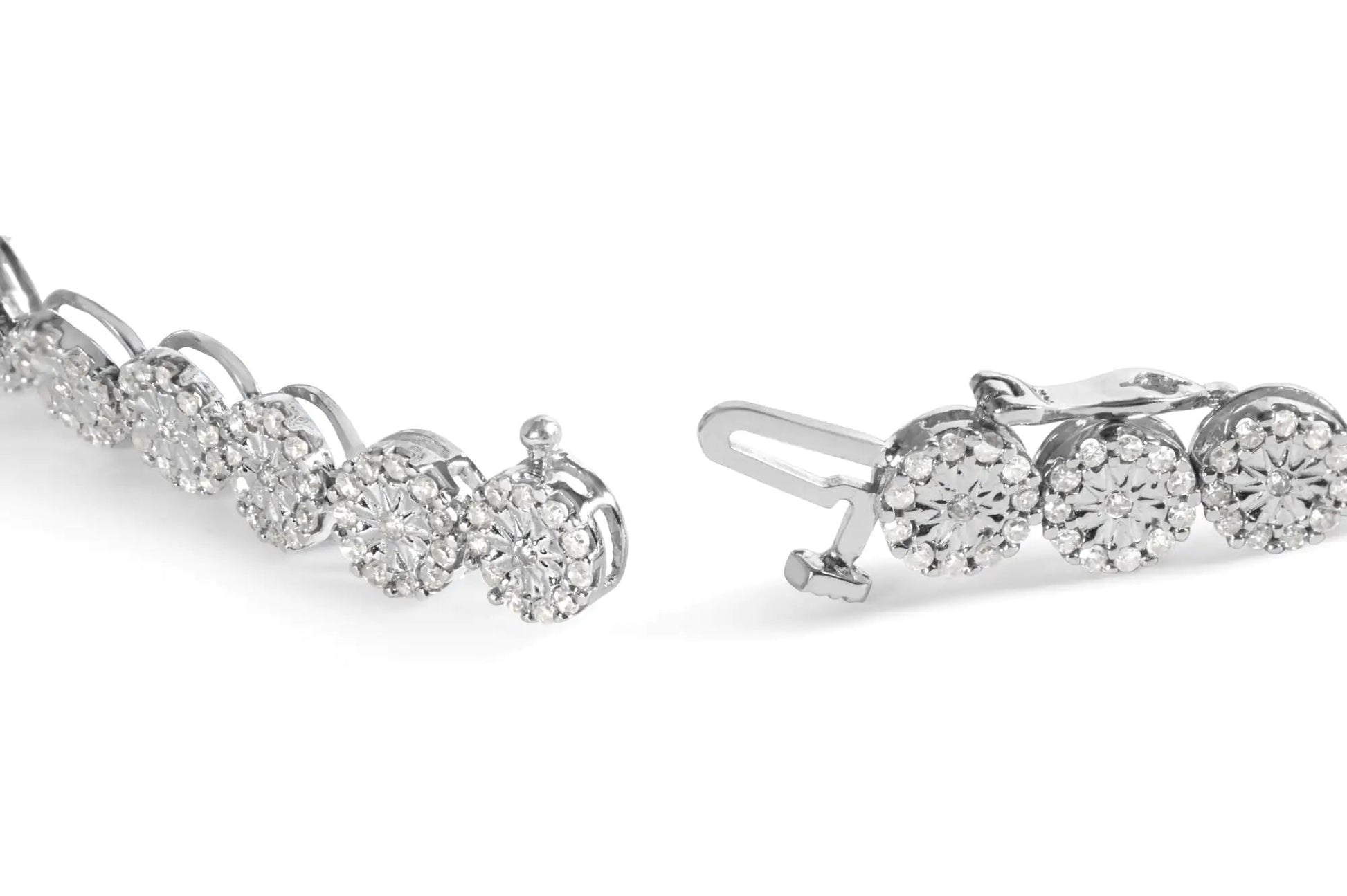 14K White Gold 2.00 Cttw Diamond Halo Link Tennis Bracelet (H-I Color, I1-I2 Clarity) - 7" Inches WEM Support (www.WEM.support)