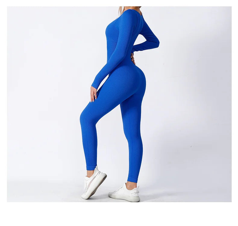 Seamless Yoga Jumpsuit Long Sleeve WEM Support (www.WEM.support)