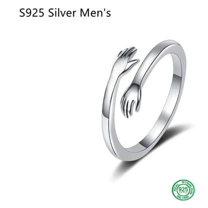 S925 Silver Couple Hug Ring WEM Support (www.WEM.support)