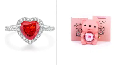 Rose Teddy Bear with Ring and Necklace WEM Support (www.WEM.support)